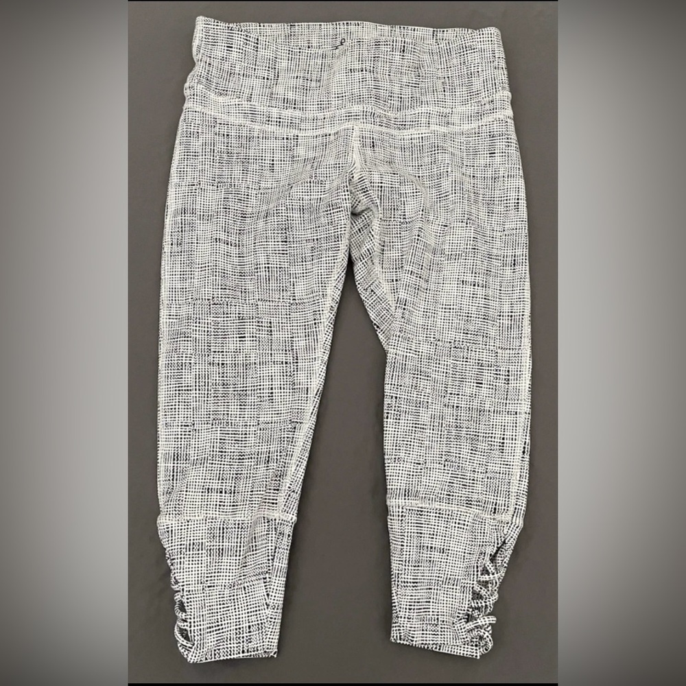 PrAna Pillar Legging Womens XS White Black Dots Cropped Laced Ankle Yoga Workout
